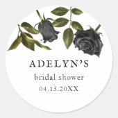 Sticker Rond Mariage gothique Fête prénuptiale Roses noires (Devant)