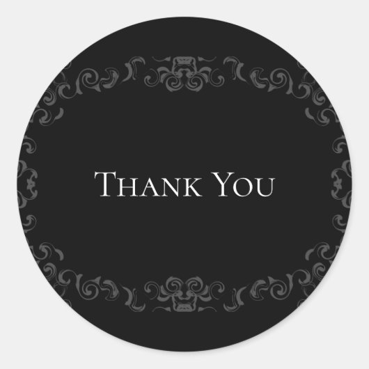 Sticker Rond Mariage gothique gris et noir (Devant)