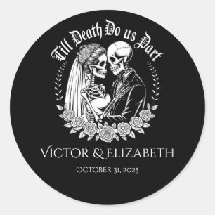 Sticker Rond Mariage gothique jusqu'à ce que la mort nous sépar