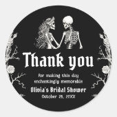 Sticker Rond Mariage gothique noir de la fête d'Halloween squel (Devant)