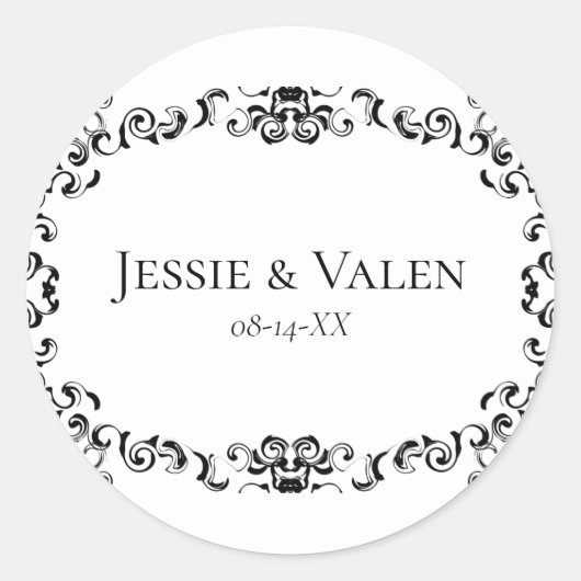 Sticker Rond Mariage gothique noir et blanc (Devant)