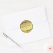 Sticker Rond Mariage gothique noir or Elegant (Enveloppe)