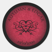 Sticker Rond Mariage gothique noir rouge (Devant)