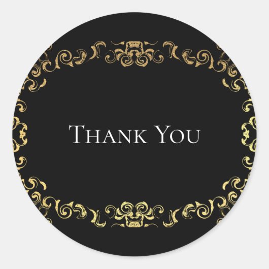 Sticker Rond Mariage gothique or et noir (Devant)