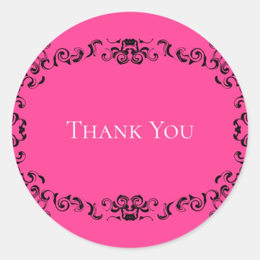 Sticker Rond Mariage gothique rose chaud et noir (Devant)