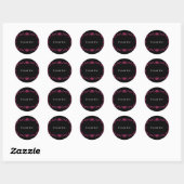 Sticker Rond Mariage gothique rose chaud et noir (Feuille)