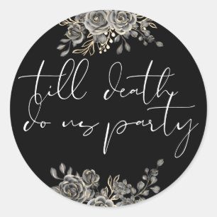 Sticker Rond Mariage gothique rose Floral Noir Et Blanc Favoris