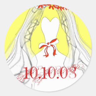 Sticker Rond Mariage Gown Enregistrer la date