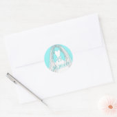 Sticker Rond Mariage Gown et Veil Aqua et White (Enveloppe)