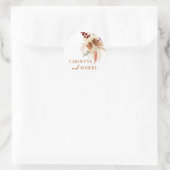 Sticker Rond Mariage Grass Orange Brûlé Et Pampas Bohème (Sac)