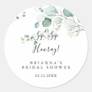 Sticker Rond Mariage Green Eucalyptus Sip Sip Hourra