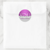 Sticker Rond Mariage gris violet merci (Sac)