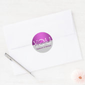 Sticker Rond Mariage gris violet merci (Enveloppe)