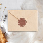 Sticker Rond Mariage Gypsophila Terracotta<br><div class="desc">Gypsophila autour des bords avec arrière - plan en terre cuite et texte blanc off.</div>
