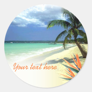 Sticker Rond Mariage hawaïen tropical jamaïcain
