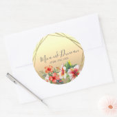 Sticker Rond Mariage Hibiscus moderne (Enveloppe)