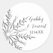 Sticker Rond Mariage hivernal de flocon de neige (Devant)