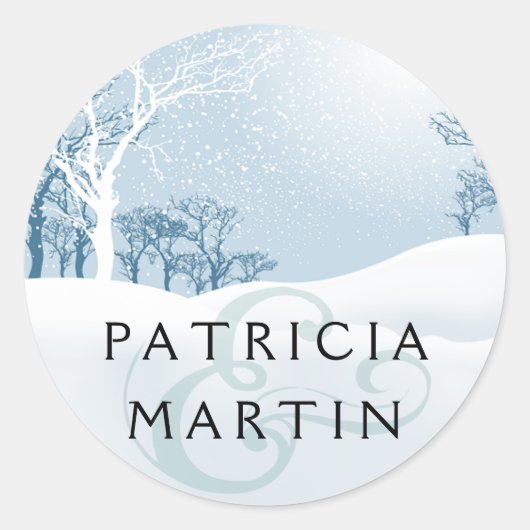 Sticker Rond Mariage hivernal neige - bleu glace (Devant)