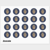 Sticker Rond Mariage indien Gold Navy Blue hamsa Henna (Feuille)