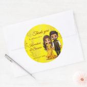 Sticker Rond Mariage indien Haldi Sanget merci pour (Enveloppe)