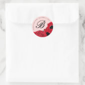 Sticker Rond Mariage initial abstrait de roses rouges et de pav (Sac)