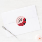 Sticker Rond Mariage initial abstrait de roses rouges et de pav (Enveloppe)