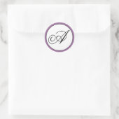 Sticker Rond Mariage initial du monogramme noir pourpre (Sac)