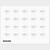 Sticker Rond Mariage initial monogramme noir et blanc (Feuille)