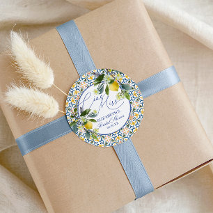 Sticker Rond Mariage italien sous le signe du citron