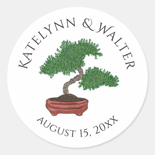 Sticker Rond Mariage japonais Bonsai Tree (Devant)