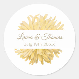 Sticker Rond Mariage jaune et blanc