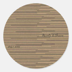 Sticker Rond Mariage Kraft Noir Lignes Modernes Minimales