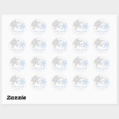 Sticker Rond Mariage Lapis Blue Silver Snowflake (Feuille)