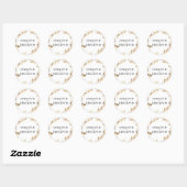 Sticker Rond Mariage Laurel Feuille blanc et or (Feuille)