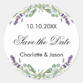 Sticker Rond Mariage Lavender eucalyptus Enregistrer la date (Devant)