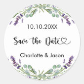 Sticker Rond Mariage Lavender eucalyptus Enregistrer la date (Devant)