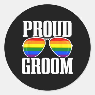 Sticker Rond Mariage Lgbtq - Drapeau Gay pride - Groom Squad -