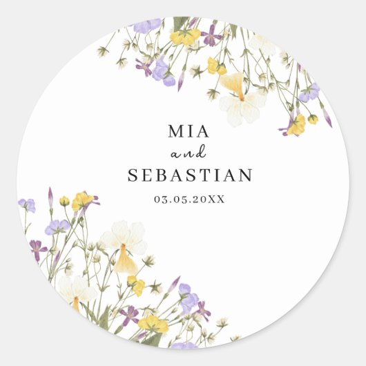 Sticker Rond Mariage Lilac aquarelle (Devant)