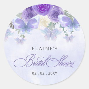 Sticker Rond Mariage Lilac Violet à Papillons pour toute la Vie