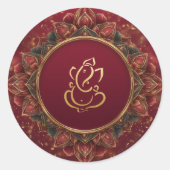 Sticker Rond Mariage Lotus Ganesh | Mariage indien (Devant)