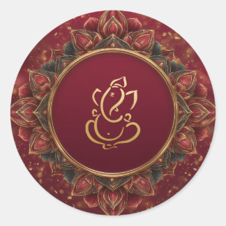 Sticker Rond Mariage Lotus Ganesh | Mariage indien