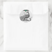 Sticker Rond MARIAGE LOVE PEACOCK blanc noir bleu aquamarine (Sac)