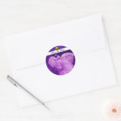 Sticker Rond MARIAGE LOVE PEACOCK blanc violet jaune topaz (Enveloppe)
