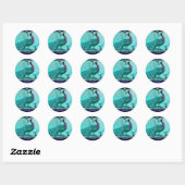 Sticker Rond MARIAGE LOVE PEACOCK bleu aquamarine (Feuille)