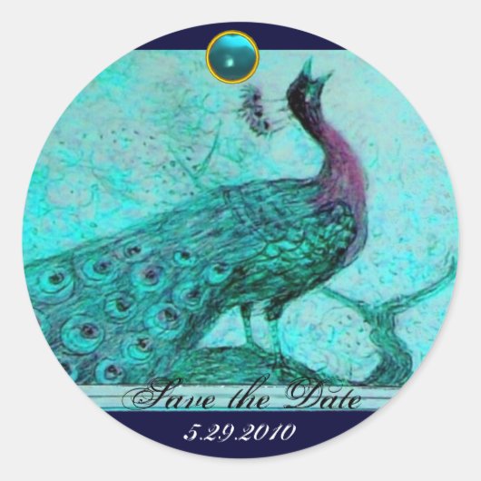 Sticker Rond MARIAGE LOVE PEACOCK bleu aquamarine (Devant)