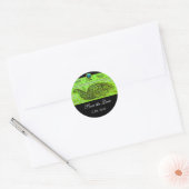 Sticker Rond MARIAGE LOVE PEACOCK vert noir bleu aquamarine (Enveloppe)