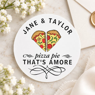 Sticker Rond Mariage Love Pizza Pie That's Amore