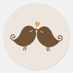 Sticker Rond Mariage Lovebirds d'automne
