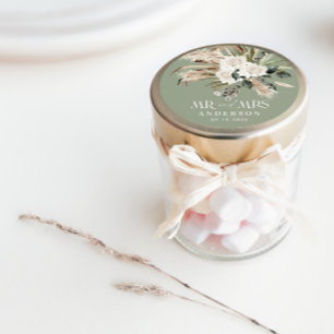 Sticker Rond Mariage M. Mme Pampas herbe, eucalyptus botanique