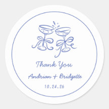Sticker rond Mariage manuscrit bleu tiré à la main